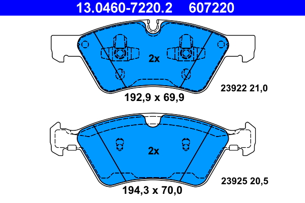 Kit pastiglie freno, Freno a disco - 13.0460-7220.2 ATE