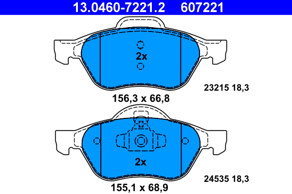 Brake Pad Set, disc brake - 13.0460-7221.2 ATE