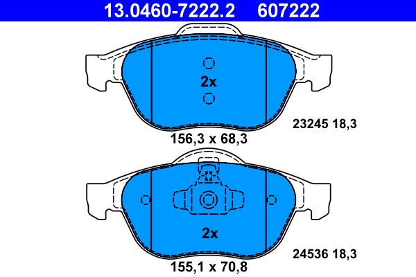 Brake Pad Set, disc brake - 13.0460-7222.2 ATE