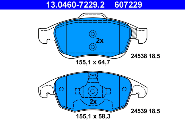 Kit pastiglie freno, Freno a disco - 13.0460-7229.2 ATE