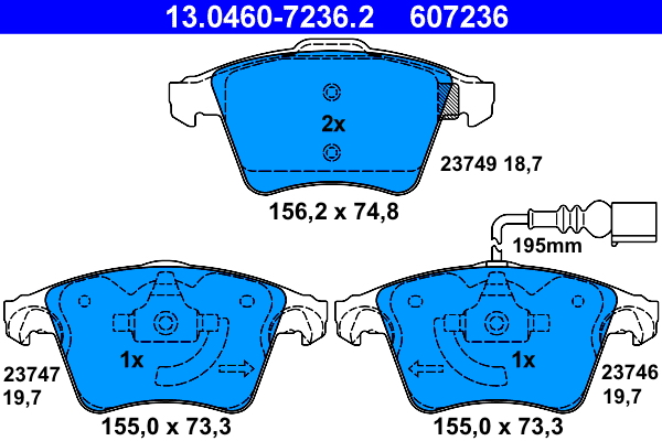 Brake Pad Set, disc brake - 13.0460-7236.2 ATE