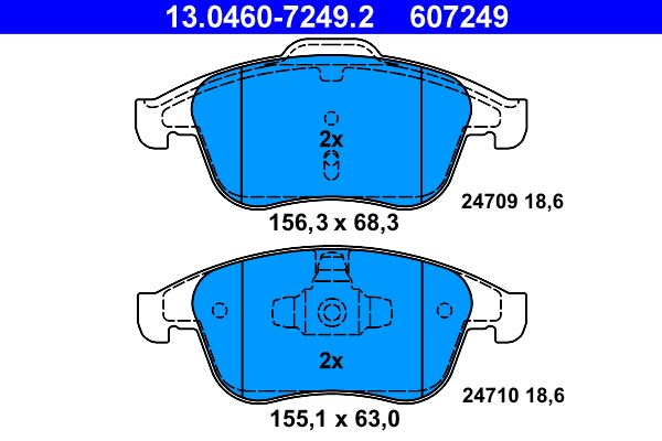 Brake Pad Set, disc brake - 13.0460-7249.2 ATE