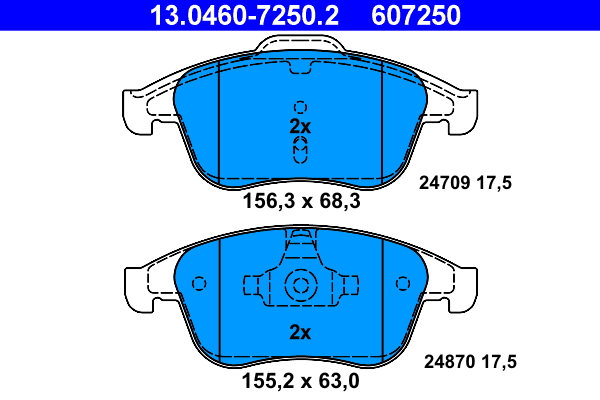 Brake Pad Set, disc brake - 13.0460-7250.2 ATE