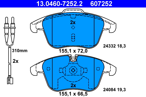 Brake Pad Set, disc brake - 13.0460-7252.2 ATE