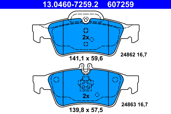 Kit pastiglie freno, Freno a disco - 13.0460-7259.2 ATE