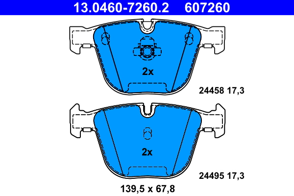 Brake Pad Set, disc brake - 13.0460-7260.2 ATE