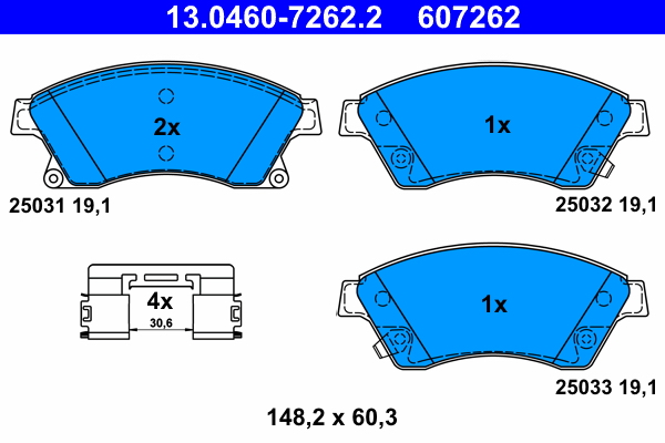 Kit pastiglie freno, Freno a disco - 13.0460-7262.2 ATE