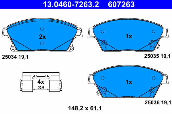 Kit pastiglie freno, Freno a disco - 13.0460-7263.2 ATE