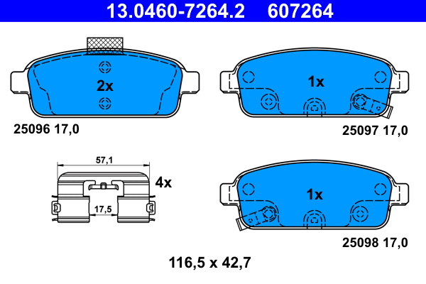 Brake Pad Set, disc brake - 13.0460-7264.2 ATE