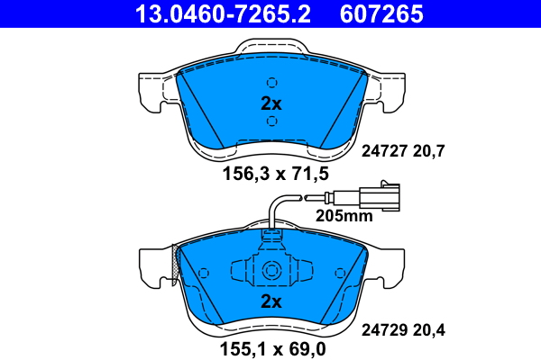 Kit pastiglie freno, Freno a disco - 13.0460-7265.2 ATE