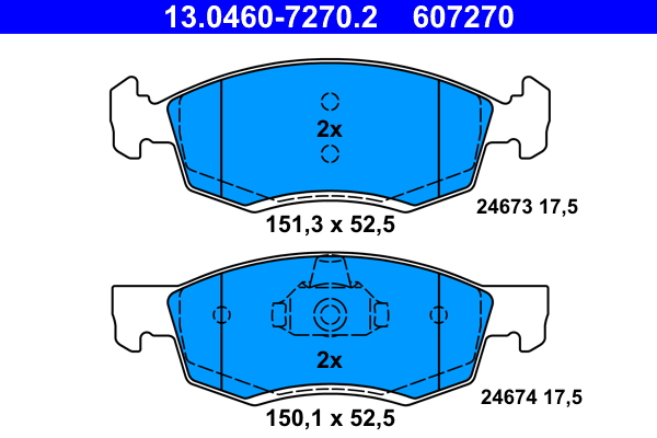 Brake Pad Set, disc brake - 13.0460-7270.2 ATE