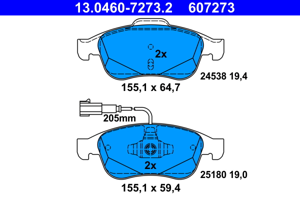 Kit pastiglie freno, Freno a disco - 13.0460-7273.2 ATE