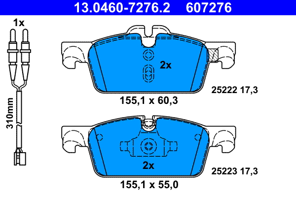 Brake Pad Set, disc brake - 13.0460-7276.2 ATE