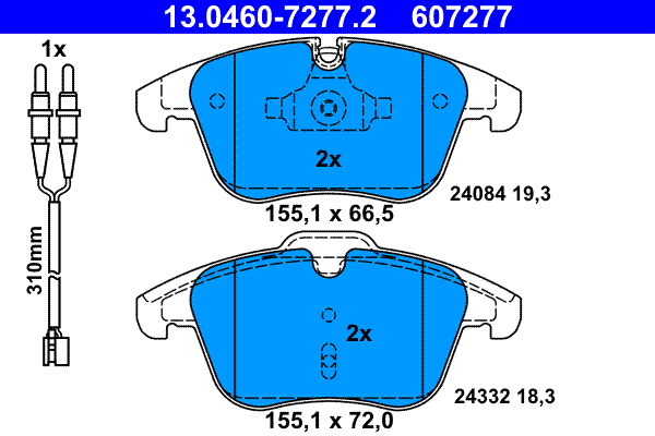 Brake Pad Set, disc brake - 13.0460-7277.2 ATE