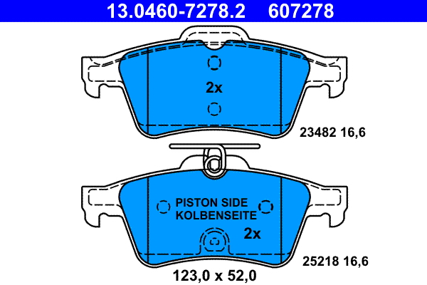 Brake Pad Set, disc brake - 13.0460-7278.2 ATE