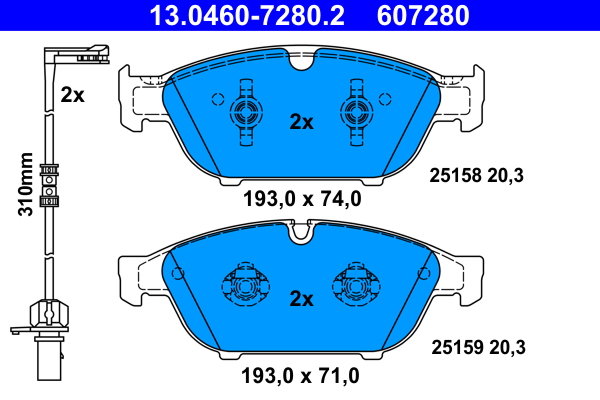 Brake Pad Set, disc brake - 13.0460-7280.2 ATE