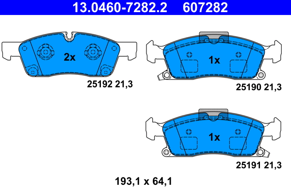 Brake Pad Set, disc brake - 13.0460-7282.2 ATE