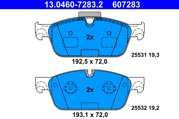 Brake Pad Set, disc brake - 13.0460-7283.2 ATE