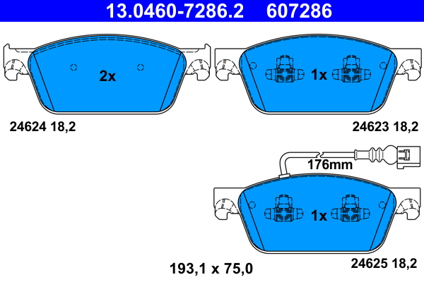 Brake Pad Set, disc brake - 13.0460-7286.2 ATE