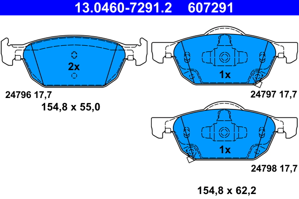 Kit pastiglie freno, Freno a disco - 13.0460-7291.2 ATE