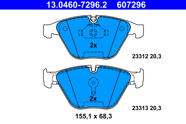 Brake Pad Set, disc brake - 13.0460-7296.2 ATE