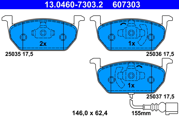 Kit pastiglie freno, Freno a disco - 13.0460-7303.2 ATE