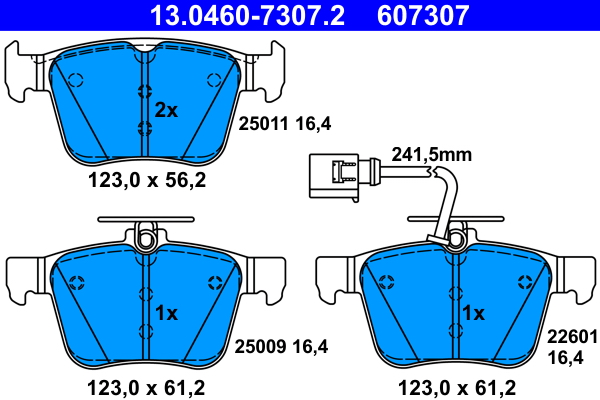 Brake Pad Set, disc brake - 13.0460-7307.2 ATE