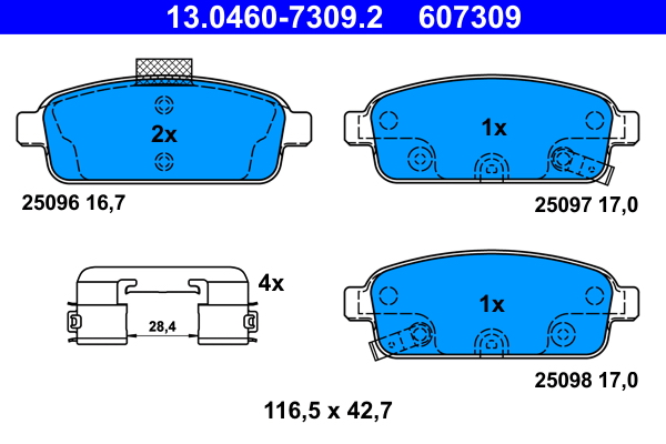 Brake Pad Set, disc brake - 13.0460-7309.2 ATE