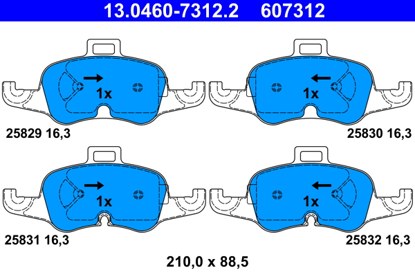 Brake Pad Set, disc brake - 13.0460-7312.2 ATE