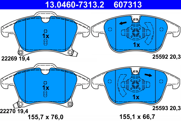 Brake Pad Set, disc brake - 13.0460-7313.2 ATE