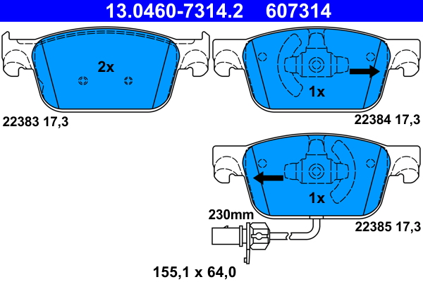 Brake Pad Set, disc brake - 13.0460-7314.2 ATE