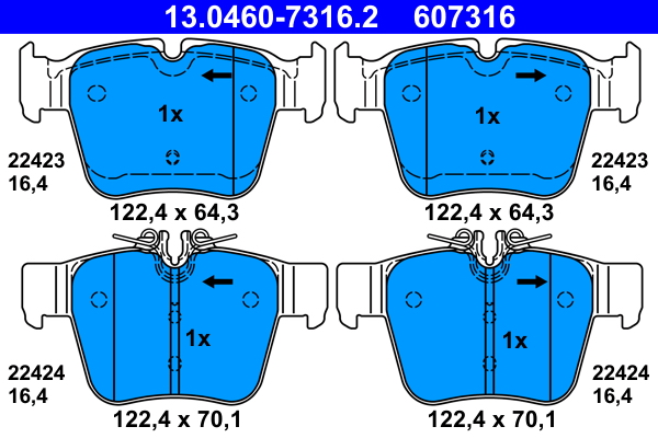 Brake Pad Set, disc brake - 13.0460-7316.2 ATE
