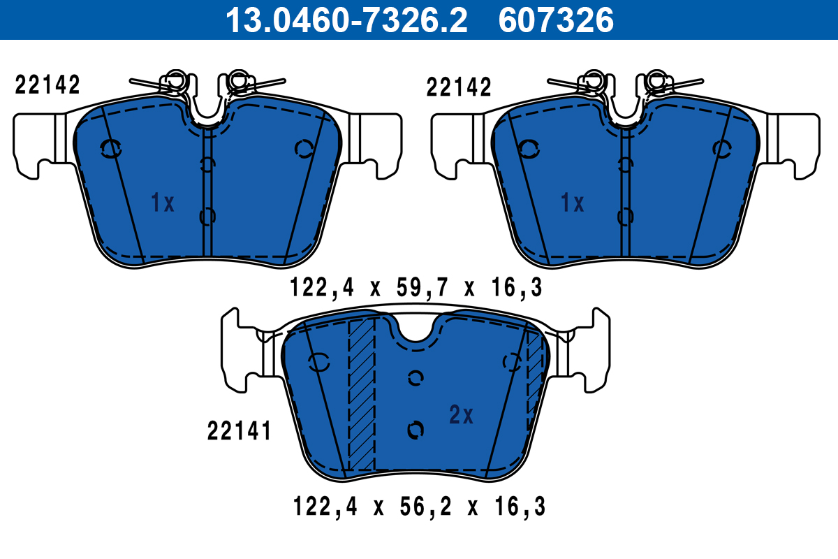 Brake Pad Set, disc brake - 13.0460-7326.2 ATE