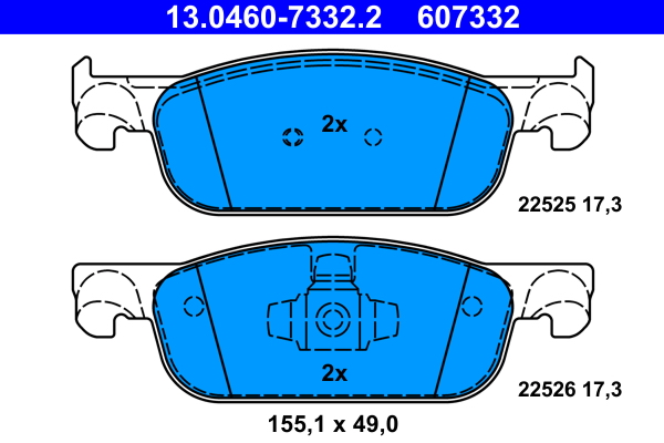 Brake Pad Set, disc brake - 13.0460-7332.2 ATE