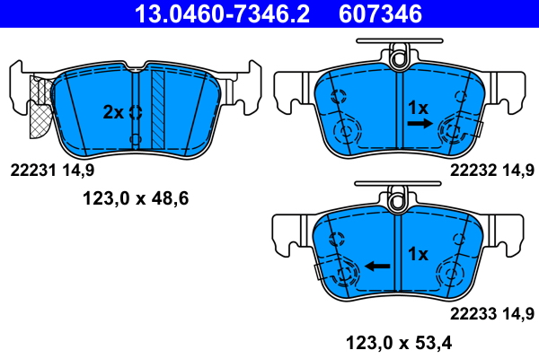 Brake Pad Set, disc brake - 13.0460-7346.2 ATE
