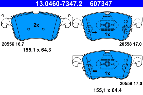 Brake Pad Set, disc brake - 13.0460-7347.2 ATE
