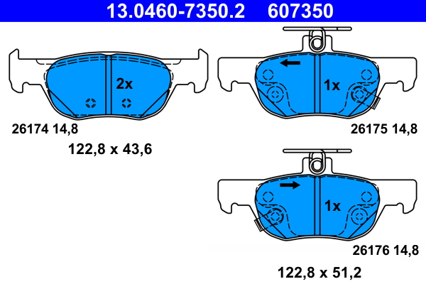 Brake Pad Set, disc brake - 13.0460-7350.2 ATE