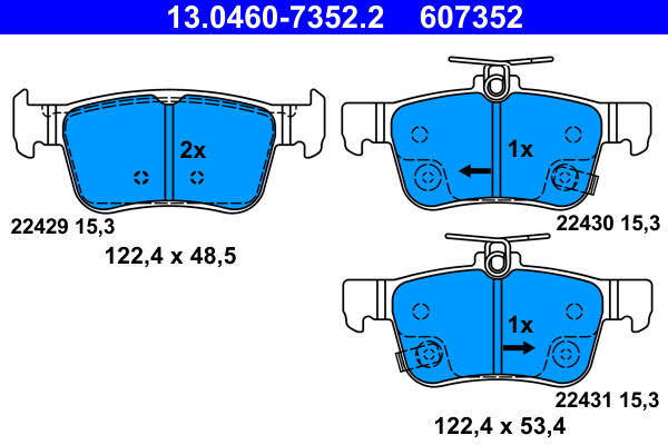 Brake Pad Set, disc brake - 13.0460-7352.2 ATE