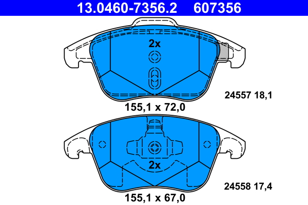 Kit pastiglie freno, Freno a disco - 13.0460-7356.2 ATE