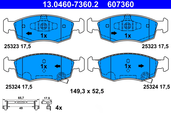 Brake Pad Set, disc brake - 13.0460-7360.2 ATE