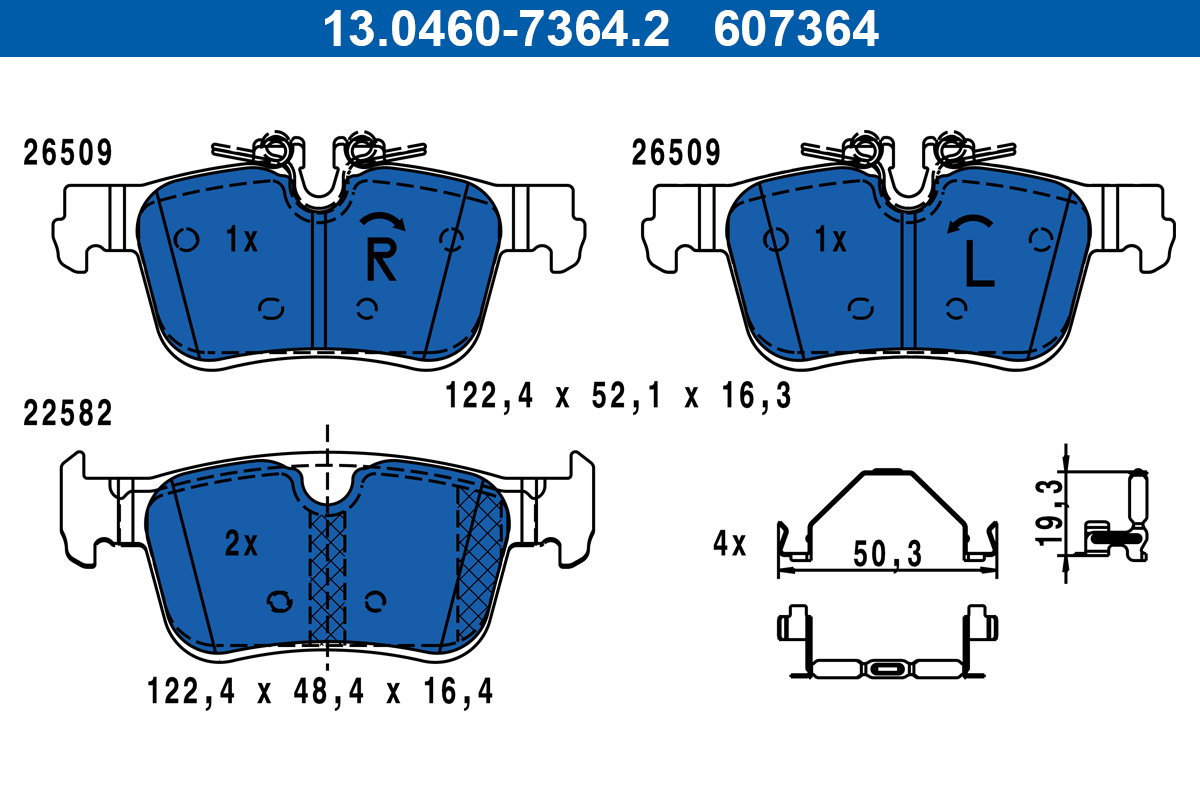 Brake Pad Set, disc brake - 13.0460-7364.2 ATE