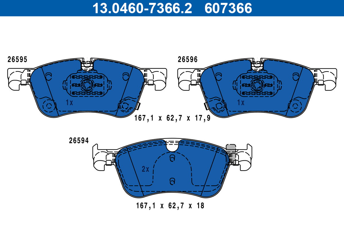 Brake Pad Set, disc brake - 13.0460-7366.2 ATE