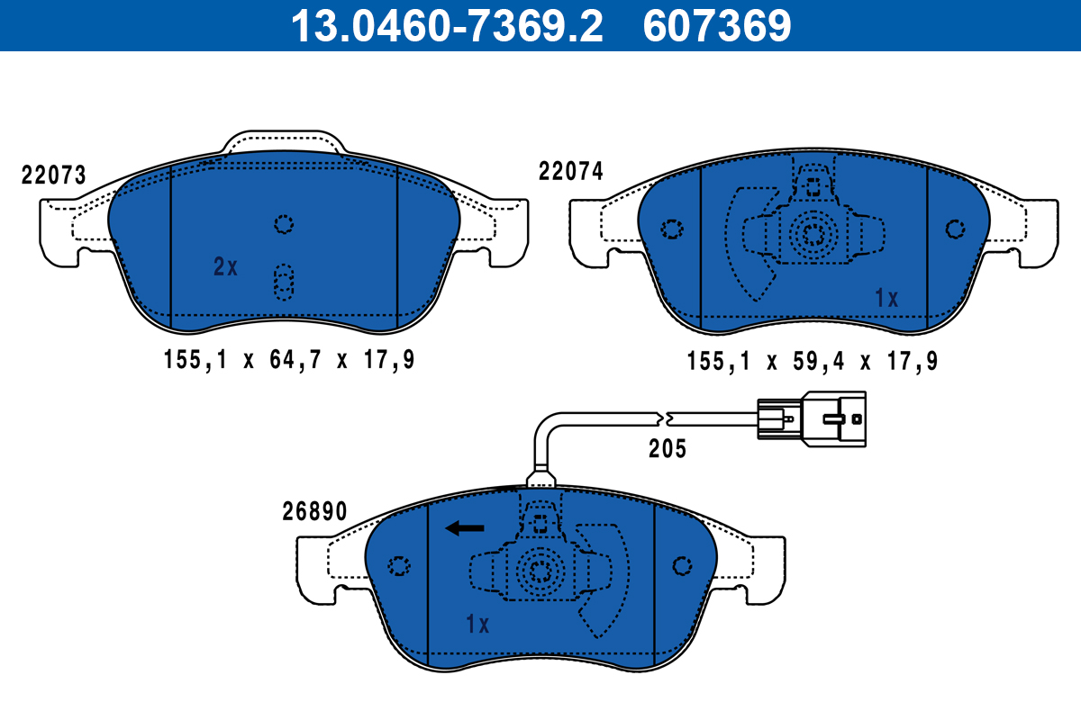 Brake Pad Set, disc brake - 13.0460-7369.2 ATE