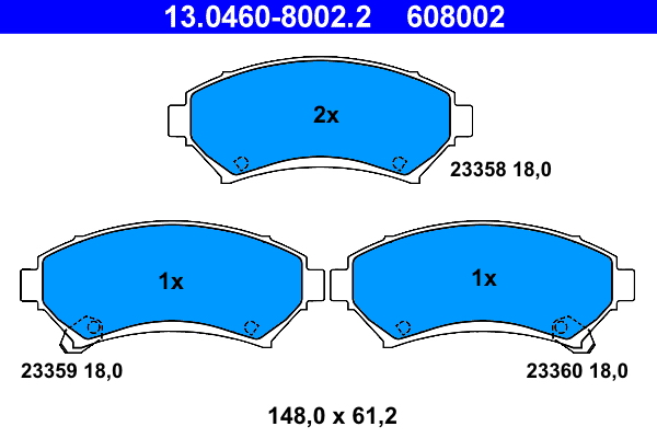 Kit pastiglie freno, Freno a disco - 13.0460-8002.2 ATE