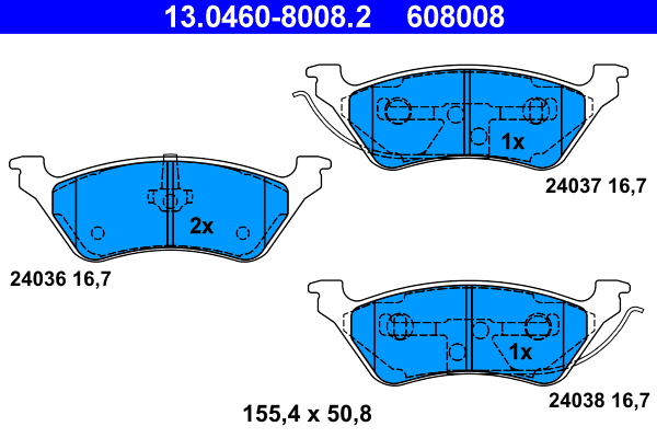 Kit pastiglie freno, Freno a disco - 13.0460-8008.2 ATE