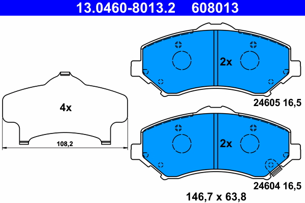 Brake Pad Set, disc brake - 13.0460-8013.2 ATE
