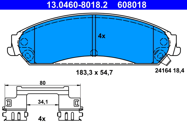 Brake Pad Set, disc brake - 13.0460-8018.2 ATE