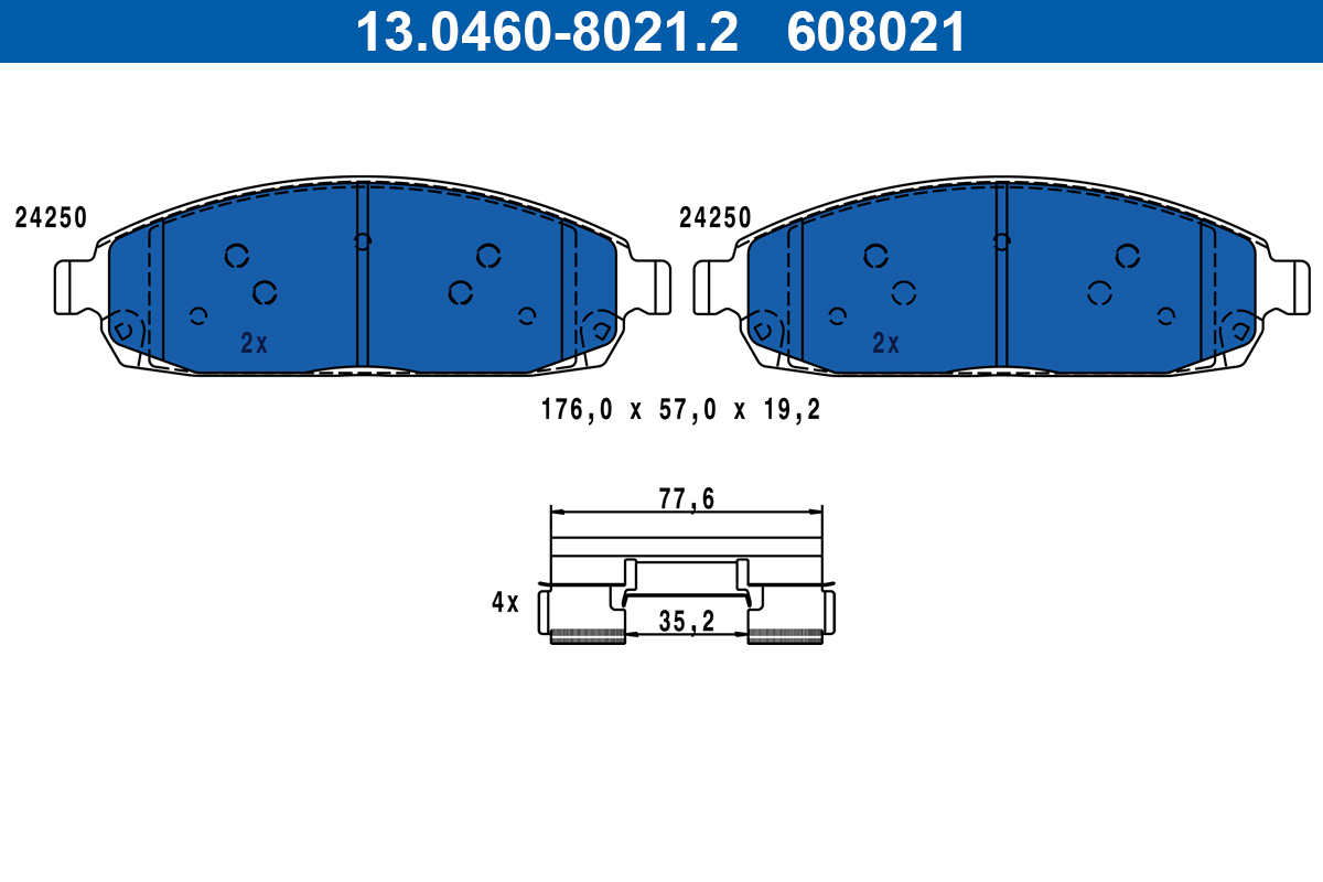 Комплект тормозных колодок, дисковый тормоз - 13.0460-8021.2 ATE
