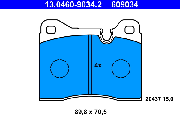 Brake Pad Set, disc brake - 13.0460-9034.2 ATE