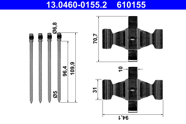 Accessory Kit, disc brake pad - 13.0460-0155.2 ATE